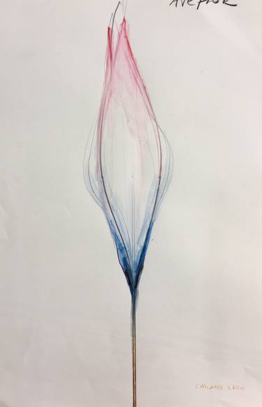 Pink And Light Blue Bird Flower Drawing By Casiano Leon Saatchi Art
