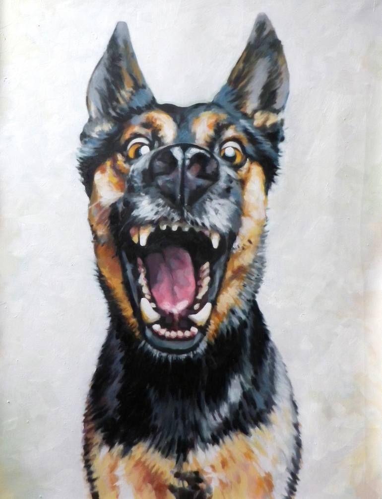 Saatchi Art Barking dog Painting by Thomas Saliot