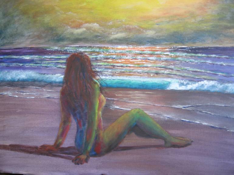 Image result for woman as beach paintings