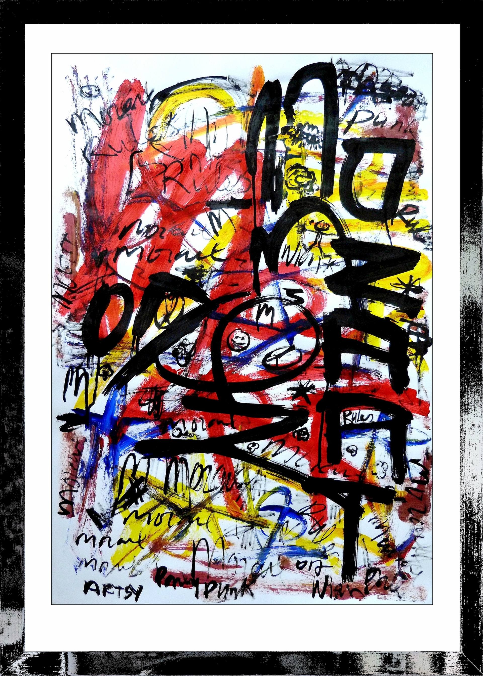 Mozart punk graffiti  ink on paper Painting by Mr Artsy 