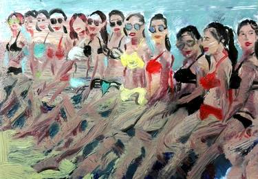 Image result for young girls at beach paintings