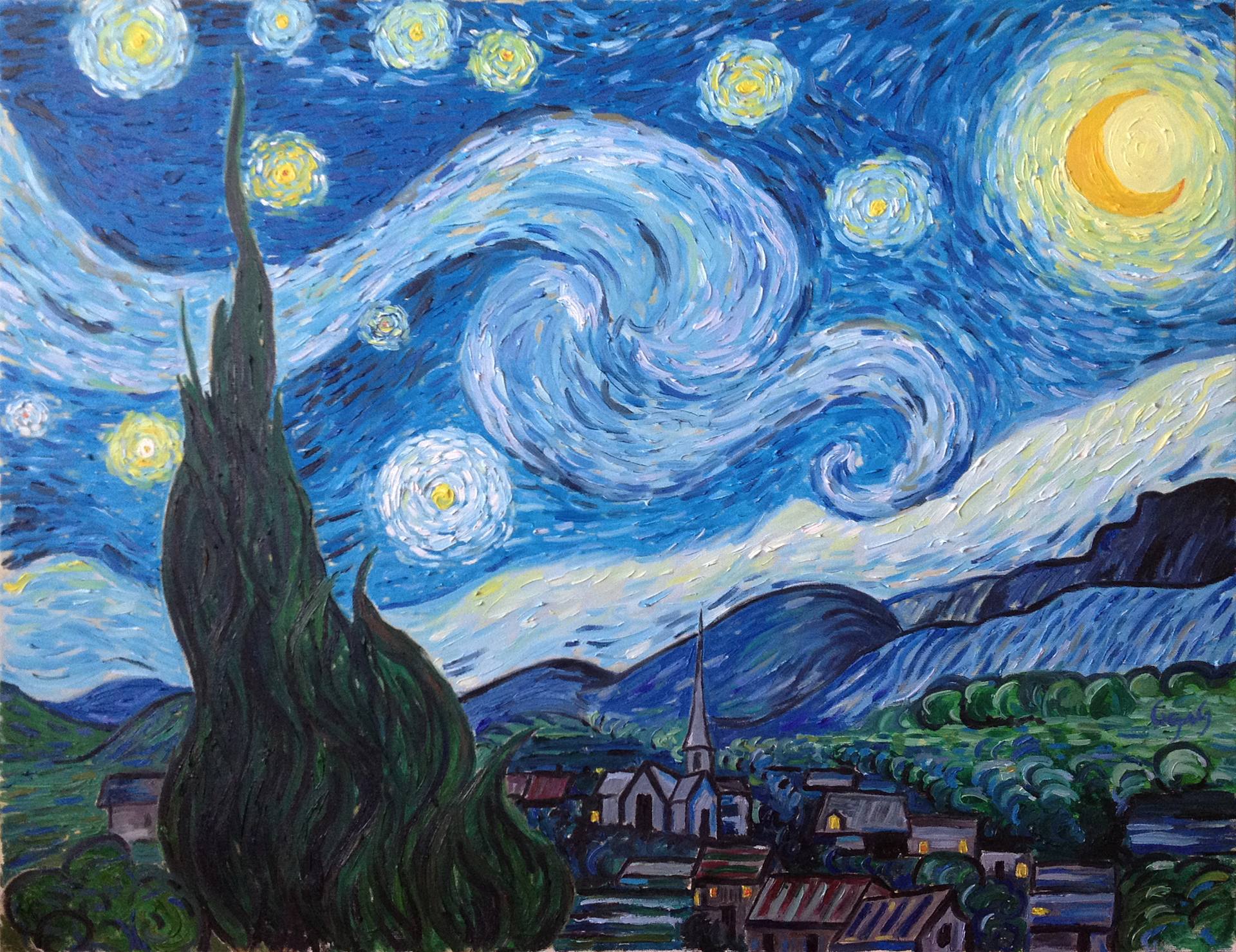 Saatchi Art Vincent Van Gogh Starry Night Painting By Marjan